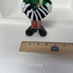 Vintage Murano Glass Clown Figurine Red Hat Accordion Musical Decor Collectible
