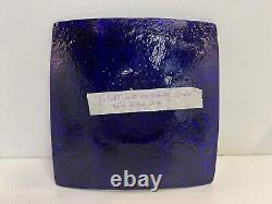 Vintage Murano Glass Cobalt with Gold Leaf Square Decorative Plate