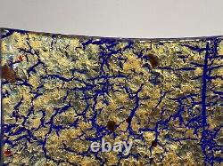 Vintage Murano Glass Cobalt with Gold Leaf Square Decorative Plate