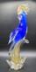 Vintage Murano Glass Cockatoo Parrot Sculpture Blue & Gold Italy 10 read