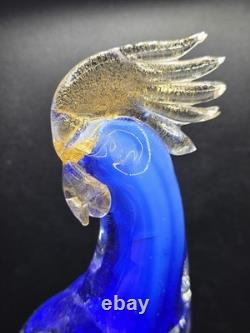 Vintage Murano Glass Cockatoo Parrot Sculpture Blue & Gold Italy 10 read