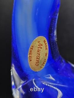 Vintage Murano Glass Cockatoo Parrot Sculpture Blue & Gold Italy 10 read