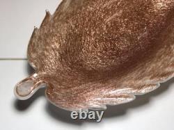 Vintage Murano Glass Copper Aventurine Leaf Shaped Dish