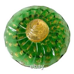 Vintage Murano Glass Cordonato d'Oro Green & Gold Lidded Dresser Box