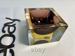 Vintage Murano Glass Cube Bowl Dish Tray Art Glass Made In Italy