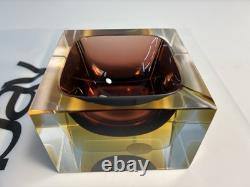 Vintage Murano Glass Cube Bowl Dish Tray Art Glass Made In Italy