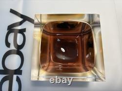Vintage Murano Glass Cube Bowl Dish Tray Art Glass Made In Italy