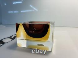 Vintage Murano Glass Cube Bowl Dish Tray Art Glass Made In Italy