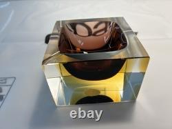 Vintage Murano Glass Cube Bowl Dish Tray Art Glass Made In Italy