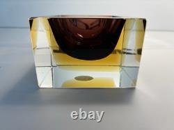 Vintage Murano Glass Cube Bowl Dish Tray Art Glass Made In Italy