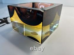 Vintage Murano Glass Cube Bowl Dish Tray Art Glass Made In Italy