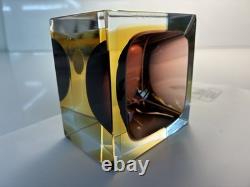 Vintage Murano Glass Cube Bowl Dish Tray Art Glass Made In Italy