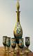 Vintage Murano Glass Decanter & 5 Wine Liquor Glasses 24K Gold Leaf Gorgeous