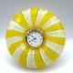 Vintage Murano Glass Desktop Clock Yellow White Ribbons Armando Poggi Handmade