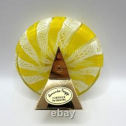 Vintage Murano Glass Desktop Clock Yellow White Ribbons Armando Poggi Handmade