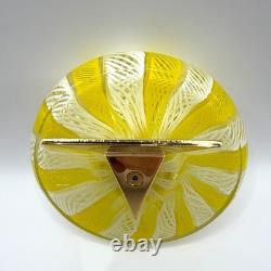 Vintage Murano Glass Desktop Clock Yellow White Ribbons Armando Poggi Handmade