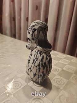 Vintage Murano Glass Dog Figurine, likely 1950, crafted in Bianco Nero style