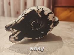 Vintage Murano Glass Dog Figurine, likely 1950, crafted in Bianco Nero style