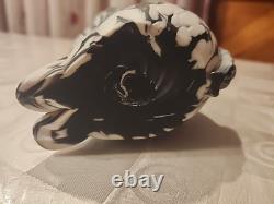 Vintage Murano Glass Dog Figurine, likely 1950, crafted in Bianco Nero style