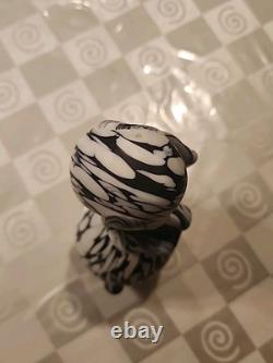 Vintage Murano Glass Dog Figurine, likely 1950, crafted in Bianco Nero style