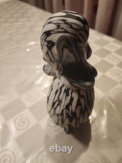Vintage Murano Glass Dog Figurine, likely 1950, crafted in Bianco Nero style