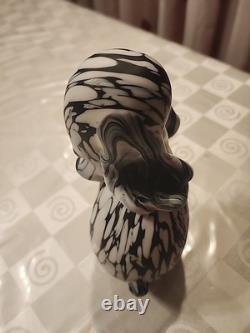 Vintage Murano Glass Dog Figurine, likely 1950, crafted in Bianco Nero style