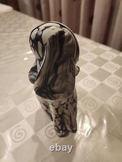 Vintage Murano Glass Dog Figurine, likely 1950, crafted in Bianco Nero style