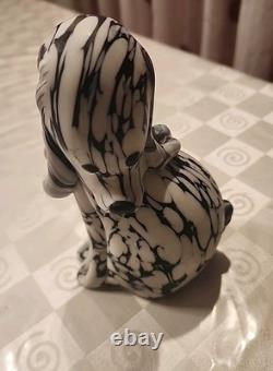 Vintage Murano Glass Dog Figurine, likely 1950, crafted in Bianco Nero style