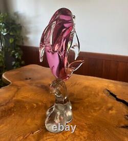 Vintage Murano Glass Dolphin Cranberry Figurine Sculpture