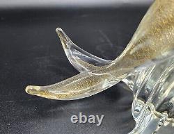 Vintage Murano Glass Dolphin Figurine Adventurine Riding Wave 7.5 Tall