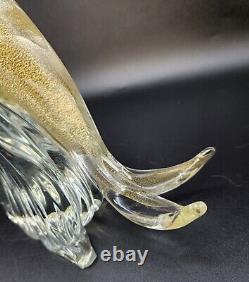 Vintage Murano Glass Dolphin Figurine Adventurine Riding Wave 7.5 Tall