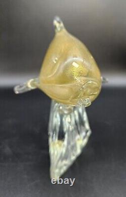 Vintage Murano Glass Dolphin Figurine Adventurine Riding Wave 7.5 Tall