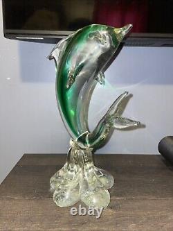 Vintage Murano Glass Dolphin Sculpture Bottom Signed