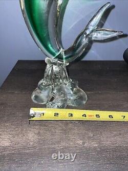 Vintage Murano Glass Dolphin Sculpture Bottom Signed