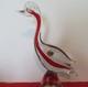 Vintage Murano Glass Duck Clear & Red Handblown bubbles 10.5
