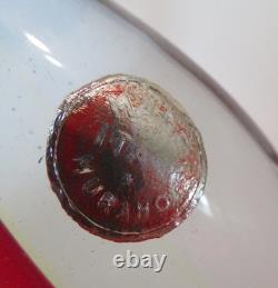 Vintage Murano Glass Duck Clear & Red Handblown bubbles 10.5