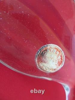 Vintage Murano Glass Duck Clear & Red Handblown bubbles 10.5