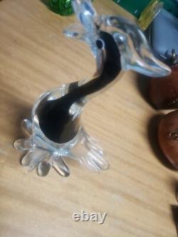 Vintage Murano Glass Duck Colorful 12 Tall Bird Art Heavy