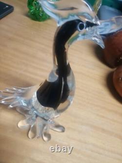 Vintage Murano Glass Duck Colorful 12 Tall Bird Art Heavy