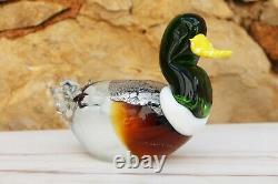 Vintage Murano Glass Duck Figurine, Mid-Century Italian