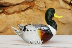 Vintage Murano Glass Duck Figurine, Mid-Century Italian