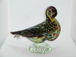 Vintage Murano Glass Duck Signed & Sticker La Tour D`argent By Archimedes Seguso