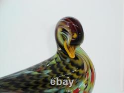 Vintage Murano Glass Duck Signed & Sticker La Tour D`argent By Archimedes Seguso