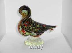 Vintage Murano Glass Duck Signed & Sticker La Tour D`argent By Archimedes Seguso