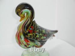 Vintage Murano Glass Duck Signed & Sticker La Tour D`argent By Archimedes Seguso