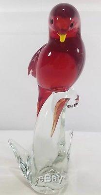 Vintage Murano Glass Exotic Birds Of The World Collection Red Lory