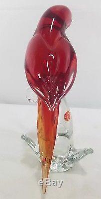 Vintage Murano Glass Exotic Birds Of The World Collection Red Lory
