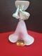 Vintage Murano Glass Figurine Of a Lady Wearing a Wide-Brimmed Hat In Pink