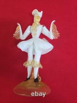 Vintage Murano Glass Figurine of a Venetian Dancer 10.5 In Tall