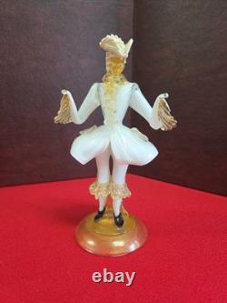 Vintage Murano Glass Figurine of a Venetian Dancer 10.5 In Tall